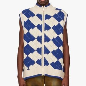 Ader Error Tenit Knit Vest Blue White size A1 NWOT